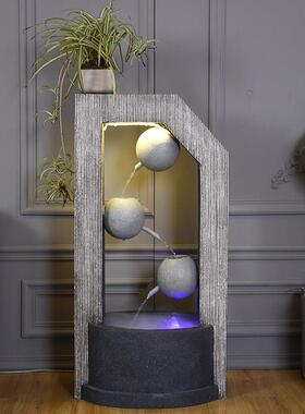 阳台摆设现代北欧风格家居软装装饰品玄关风水轮客厅流水喷泉摆件