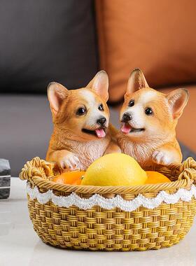 创意狗狗入户玄关钥匙收纳摆件柯基放门口鞋柜客厅家居装饰工艺礼