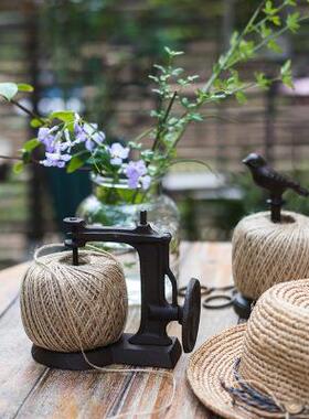 铸铁麻绳架猫咪小鸟缝纫机装饰摆件复古杂货花园庭院阳台铸铁线轴