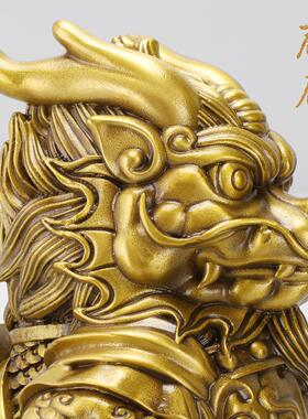 黄铜聚财纳福麒麟家居店铺装饰摆件纳财一对麒麟客厅送礼装饰品摆