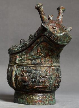 兽觥彷古青铜器折觥盛酒器纯铜覆古工艺品装饰特色礼品办公摆件