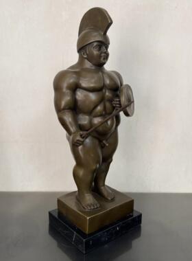 铜雕塑胖子卫士铜像摆件家居装饰品创意礼品客厅玄关书房办公室