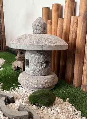 石灯笼日式庭院青石仿古中式太阳能石灯户外花园景观石雕禅意摆件