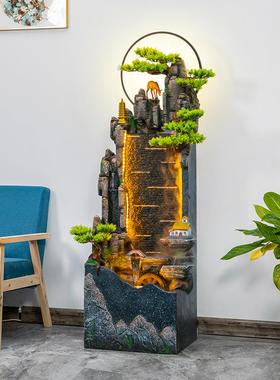 中式假山流水喷泉循环水鱼缸客厅室内办公室庭院落地水景装饰摆件