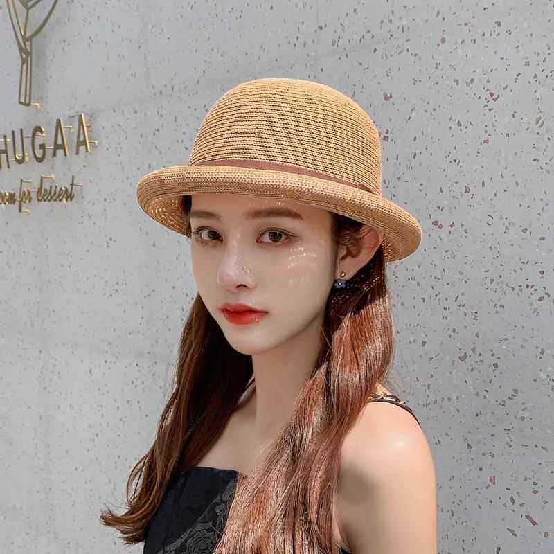 遮阳帽子韩版百搭出游圆顶小礼帽防晒渔夫草帽0119k,淘宝优惠券,粉丝福利购,淘宝优惠卷