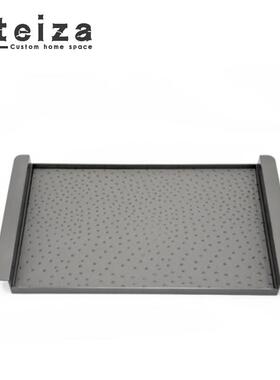 Oteiza现代创意不锈钢皮革金属托盘软装样板间售楼处客厅茶几收纳