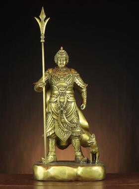 黄铜二郎神二郎真君哮天犬天神将军家居店铺铜神像摆件厂家