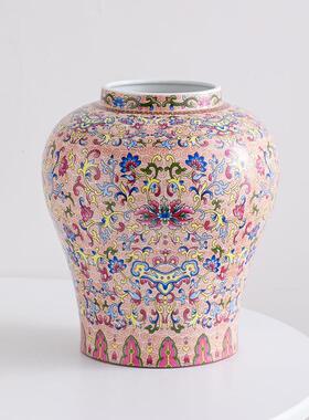 蜀门复古装中式珐琅彩陶瓷饰花瓶客厅电视柜摆关PBQ桌面摆玄件插