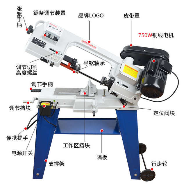Band saw Metal woodworking band saw machine Small multifunctional saw machine table saw electric tool cutting machine horizontal*