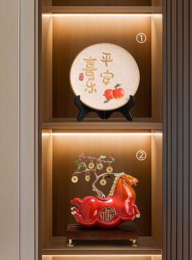 创意家居客厅酒柜装饰品小摆件轻奢现代办公室桌面玄关工艺品金马