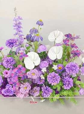 壁挂仿真板墙面排婚礼 装饰背景花艺摄影布置紫色挂花kt地绢花花