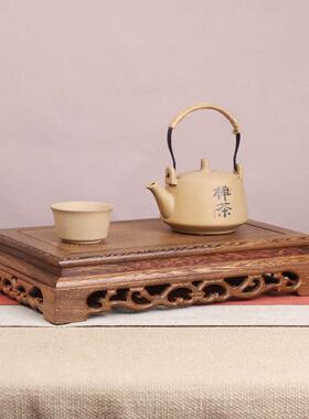 红木雕刻工艺礼品摆饰鸡翅木摆件底座实木长方形花盆景奇石头佛像