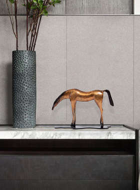 艺贝子新中式轻奢黄铜动物摆件办公室书房铜马摆设客厅艺术软装饰