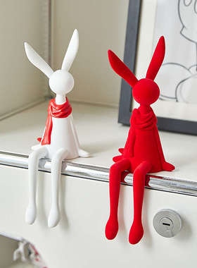 简约坐姿长耳兔子摆件高档家居新房客厅酒柜电视柜入门玄关装饰品