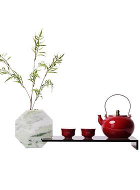创意新中式现代大理石托盘茶具桌面组合摆件茶几玄关客厅艺术摆件