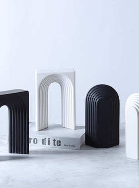 现代极简拱形门陶瓷摆件样板间售楼居家客厅桌面欧式软装几何饰品