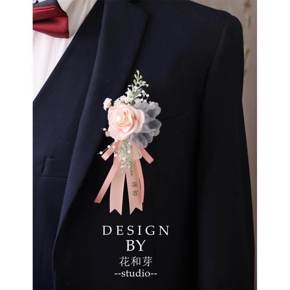 原创手工 清新香槟粉玫瑰森系叶子手花胸花新娘伴娘姐妹团手腕花,淘宝优惠券,粉丝福利购,淘宝优惠卷