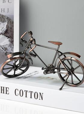 覆古铁艺自行车小摆件家居饰品玄关电视柜拍摄道具酒柜装饰品摆设