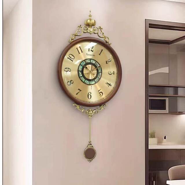 Fashionable metal wall clock living room entrance home wall-mounted silent clock modern simple creative atmospheric wall-mounted
