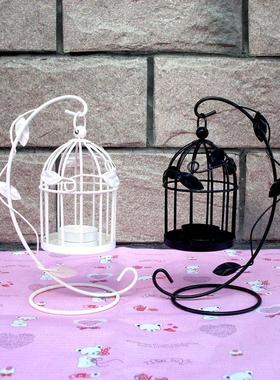 8156鸟笼铁艺烛台 创意浪漫欧式婚庆风灯家居摆件金属