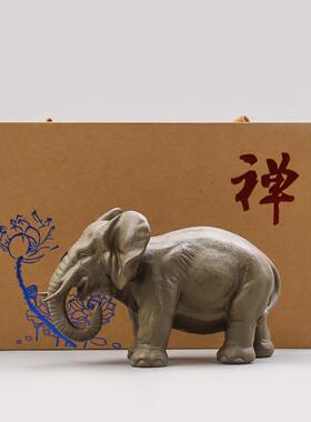 黼山堂招财复古吉象一对客厅摆设陶瓷大象工艺品摆件办公室装饰品