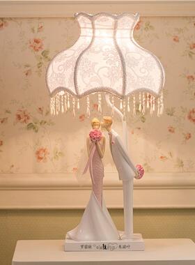 家居婚庆人物摆件新BJ114J床人结饰品婚纪念日礼品头实用装夜灯创