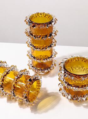 现代轻奢风厚重手工吹制玻璃花瓶摆件软装样板间客厅创意琉璃花器