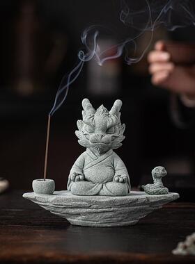 青砂石招财神龙大师摆件一定赚吉祥物茶桌家居客厅桌面2026装饰品