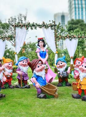 户外大型玻璃卡通GZ8001人物雕塑摆白雪公主小矮人工艺品幼儿园装