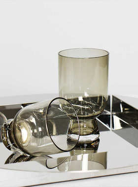 北欧简约现代艺术透明酒杯酒壶醒酒器摆件样板房客厅吧台软装饰品