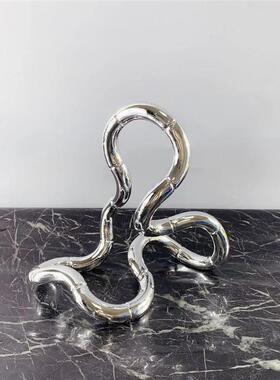 现代简约样板房几何摆件环形曲线雕塑静物摆设室内客厅装饰品