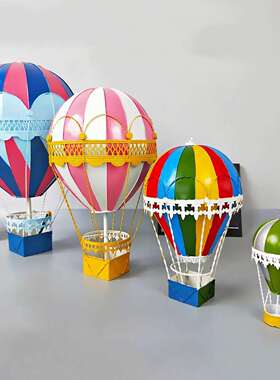 铁艺热气女球模型桌摆件儿童房孩房布置幼儿园可R62爱间装饰品面