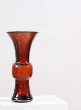 茶室客厅新所会腰宿焦糖收民装饰品敞口琉璃样板间简约中式色花瓶