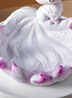 萌物传奇可爱动漫九尾狐玄关钥匙收纳摆件入户家居客厅托盘装饰品