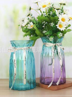 玻璃花瓶瓶插004114花客厅家居花花装饰摆件ins贵富竹水培插花干