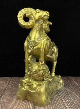 黄铜羊领头羊摆件生肖羊家居装饰公司乔迁开业礼品