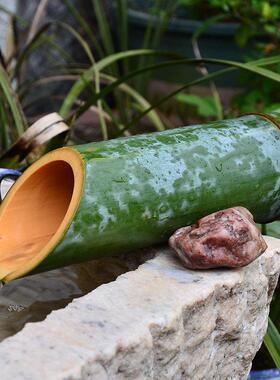 简单竹流水器 毛竹筒流水 新鲜5年以上老楠竹手工制作打磨原生态