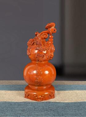 花梨实木福禄富贵葫芦摆件木质工艺礼品创意家居红木摆设