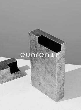 现代简约创意几何方管金属花器花瓶家居玄关柜工艺品干花插摆件