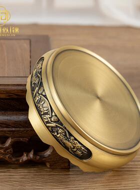 招财进宝铜底座托盘纯铜摆件底托花瓶聚宝盆黄铜米缸百福铜缸底座