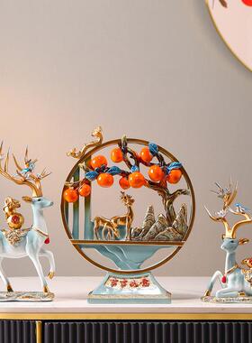 新中国风一切顺利鹿饰品客厅入口电视柜酒柜装饰品新家乔迁礼物