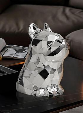 轻奢高级感法斗犬纸巾盒客厅高档卫生纸盒创意家用茶几餐桌面装饰