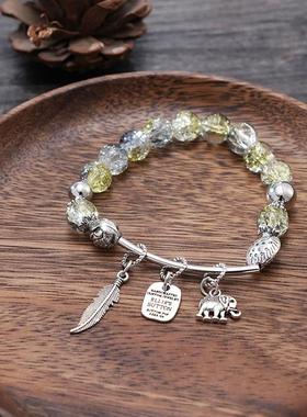 国风潘多啦爆花晶手链手工仿古银吊坠景区热销仿银饰品直播