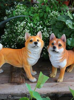 宠柴物狗动犬模型田1856-186犬摆件庭院花园客厅家居装饰物雕塑造