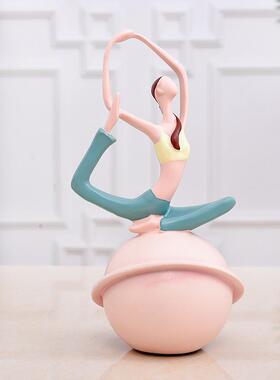 欧瑜式女孩伽树脂工艺品摆件瑜伽3209馆家居客厅酒卧室隔断装饰柜