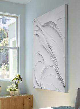 HYX.手绘油画《清风赴约》现代装饰画厚肌理客厅白色画玄关抽象画