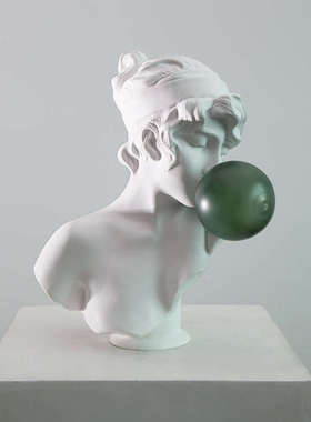 留连豆沙绿吹泡泡女孩极简摆件雕塑艺术北欧客厅电视柜书房装饰品