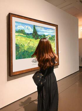 梵高风格植物风景挂画横版小清新客厅沙发背景墙装饰画别墅走廊画