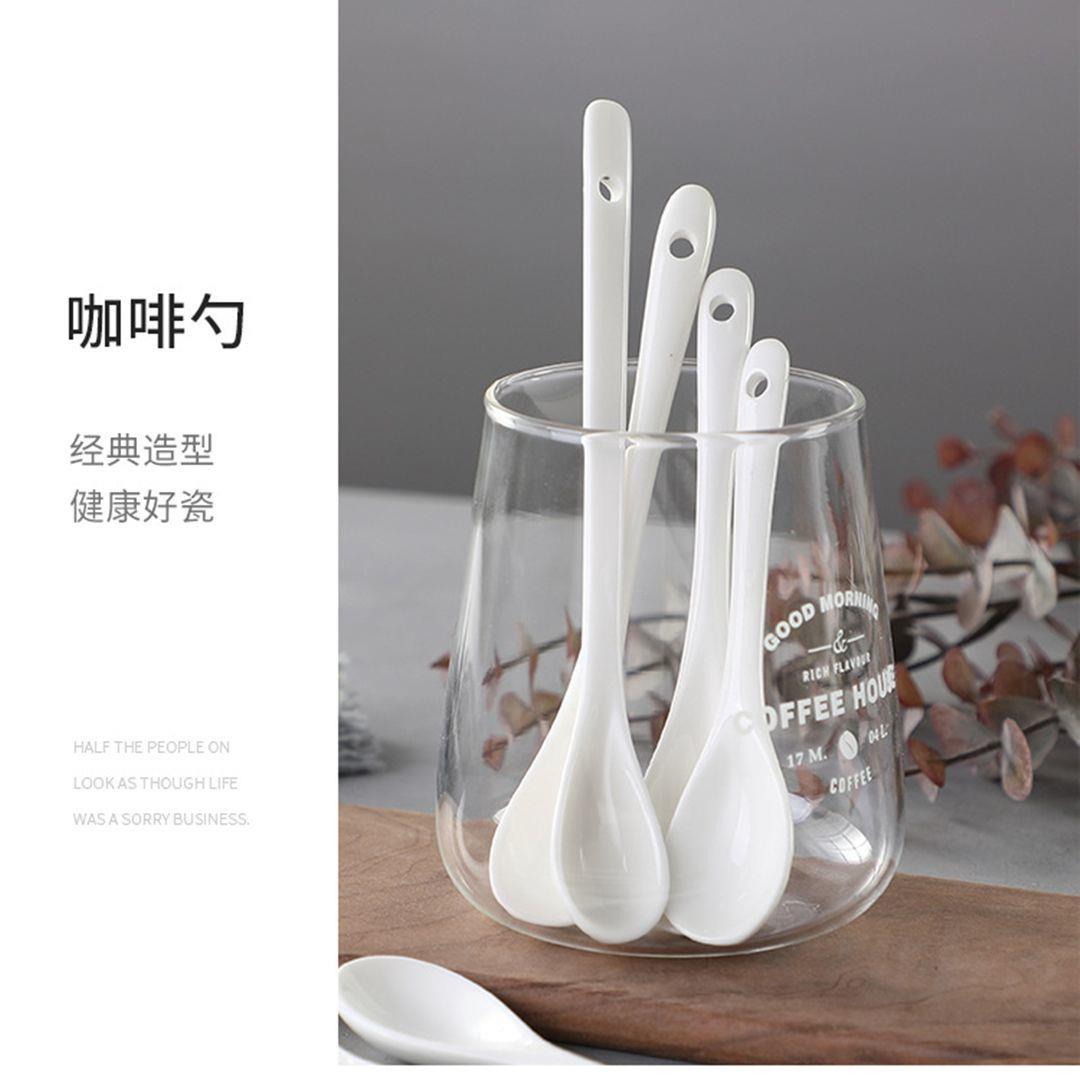 咖啡小勺子陶瓷家用长柄成人勺调料调羹搅拌勺可爱婴儿喂养小勺