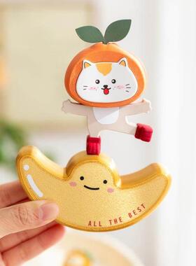 阿楹 可爱治愈情绪吉祥物入户工位解压神器金元宝招财猫小摆件女